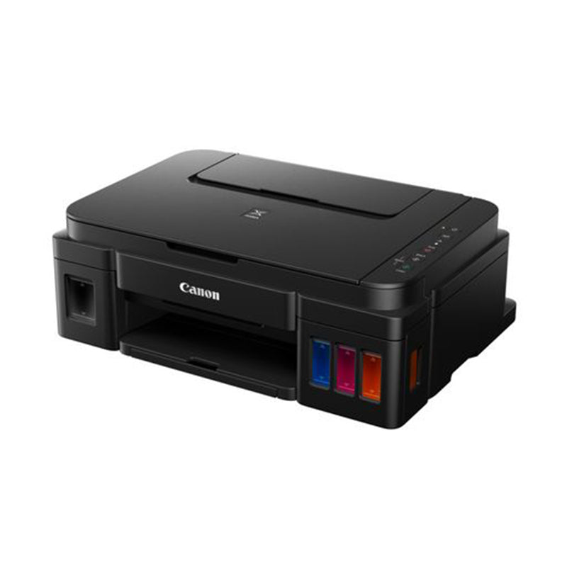 Canon Pixma G3501 multifunction printer with ink bottle system for wireless printing, scanning, and copying, shown in black.