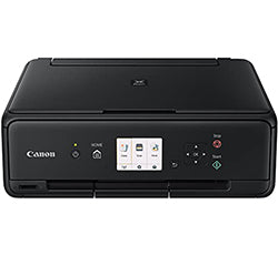 Front view of Canon PIXMA TS5050 multifunction inkjet printer with display and control panel.