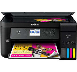 Epson EcoTank ET-3700 printer with front view, showcasing innovative refill system and wireless connectivity features.