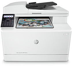 HP Color LaserJet Pro MFP M181 multifunction color laser printer for home or small office use, featuring printing, copying, and scanning capabilities.