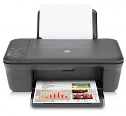HP DeskJet 2050 All-in-One printer with a printed document showcasing graphics, ideal for efficient home and office use.