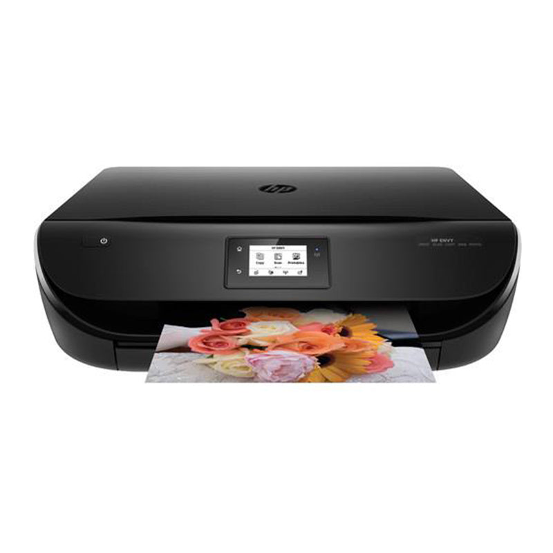 HP Envy 4526 All-in-One printer with printed colorful flower image
