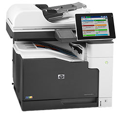 HP LaserJet Enterprise 700 color MFP M775DN printer with touchscreen and automatic duplex printing.