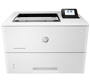 HP LaserJet Enterprise M507 monochrome printer with high-speed printing and large paper capacity, ideal for business environments.