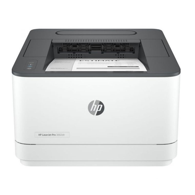 HP LaserJet Pro 3002DWE monochrome laser printer with fast print speed and duplex printing for small to medium office environments.