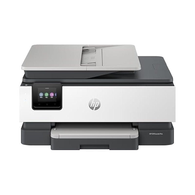 HP OfficeJet Pro 8120 printer, designed for small offices, featuring automatic duplex printing and a 225-sheet paper capacity.
