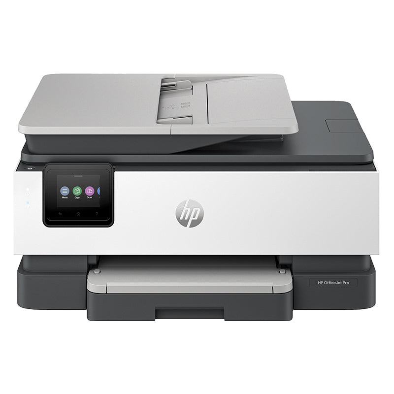 HP OfficeJet Pro 8122E inkjet printer for small offices, featuring automatic duplex printing and fast print speeds.