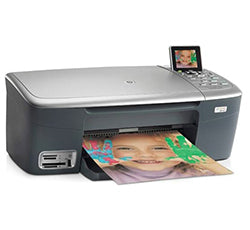 HP PhotoSmart 2570 printer with color photo printing, featuring multifunction capabilities for scanning, copying, and faxing.