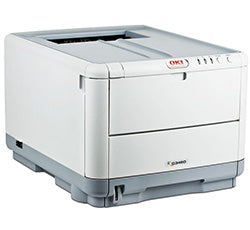Oki C3450 compact color laser printer with high speed and 1200x600 dpi resolution, ideal for sharp, clear printouts.