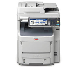 Oki MC760dn multifunctional color printer for office use offering print, copy, scan, and fax capabilities with high-quality results.