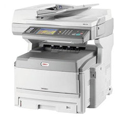 Oki MC851+ multifunktionaler Farblaserdrucker mit 22 Seiten pro Minute, 1200x600 dpi Auflösung, Duplexdruck, Scannen, Kopieren, Faxen.