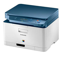 Samsung CLX-3300 multifunction color laser printer with compact design for printing, scanning, and copying.