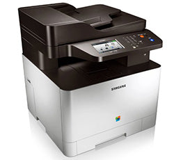 Samsung CLX-4195FW multifunction color laser printer, ideal for small offices and home use.