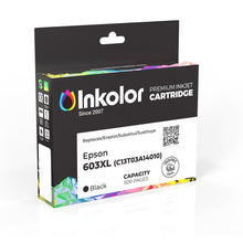 Inkcolor box for Epson 603XL (C13T03A14010) compatible black ink cartridge, 500-page capacity, premium inkjet quality.