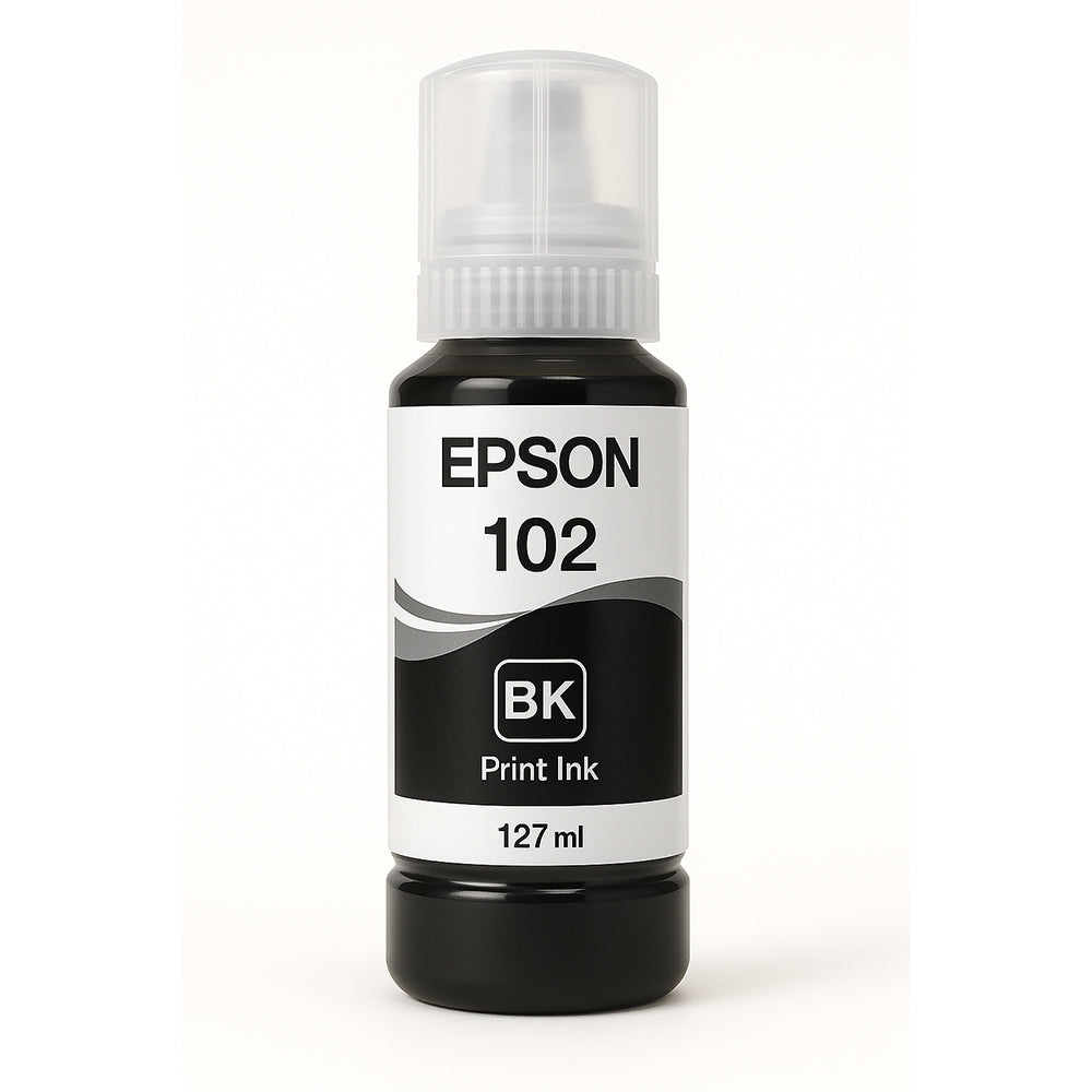Epson 102 compatible black ink cartridge for high-quality printing, 127ml, ideal for office and home use, prints up to 4,500 pages.