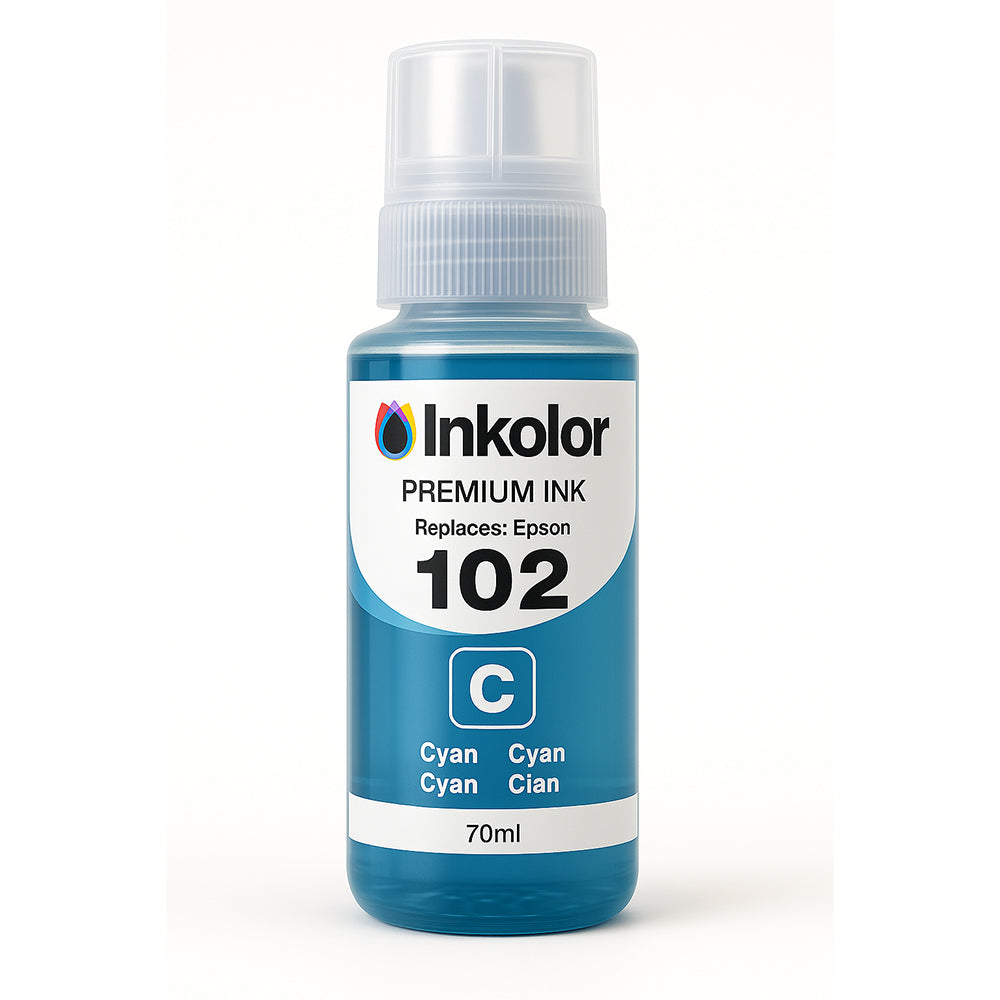 Epson 102 Cyan compatible ink cartridge, 70ml, for high-quality printing and economical use in home and office printers.