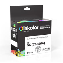 HP 56 (C6656A) Compatible ink cartridge black packaging with 520 pages capacity and excellent print quality