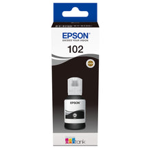 Epson EcoTank 102 black ink cartridge for EcoTank printers, high page capacity, sharp print quality, ideal for office and home use.