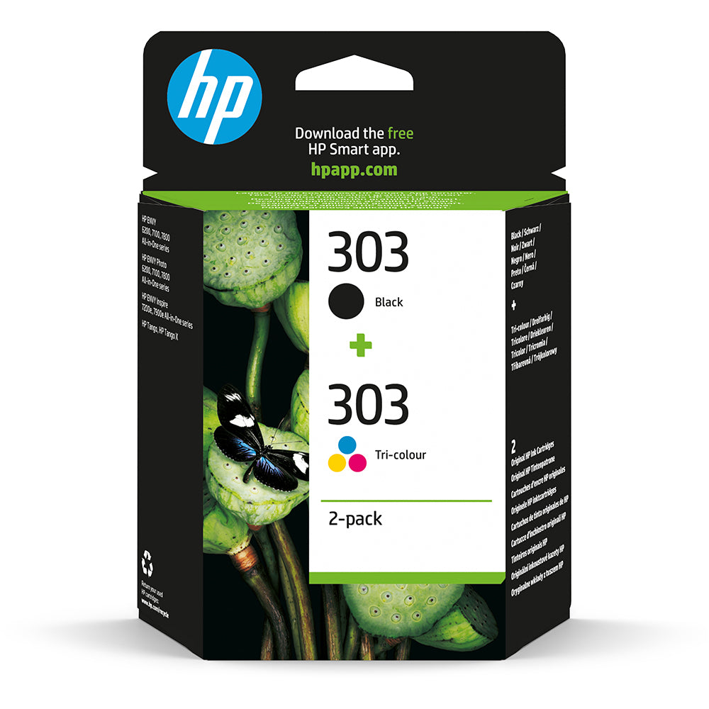 HP 303 Multipack Printer Ink Cartridges, Black and Tri-color, 2-Pack for High-Quality Printing