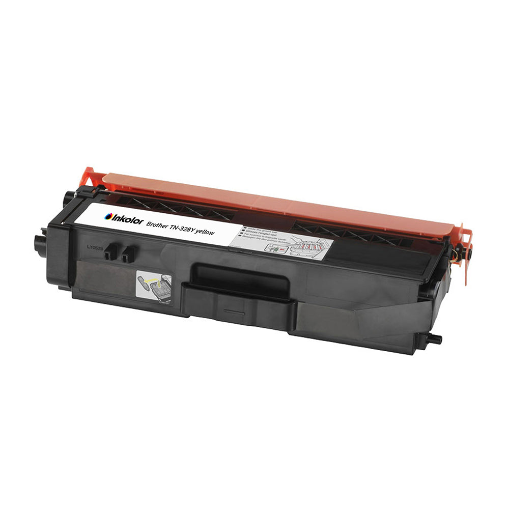 Compatible Brother TN-328Y yellow toner cartridge for high-quality printing, ideal for offices, handles up to 6,000 pages.
