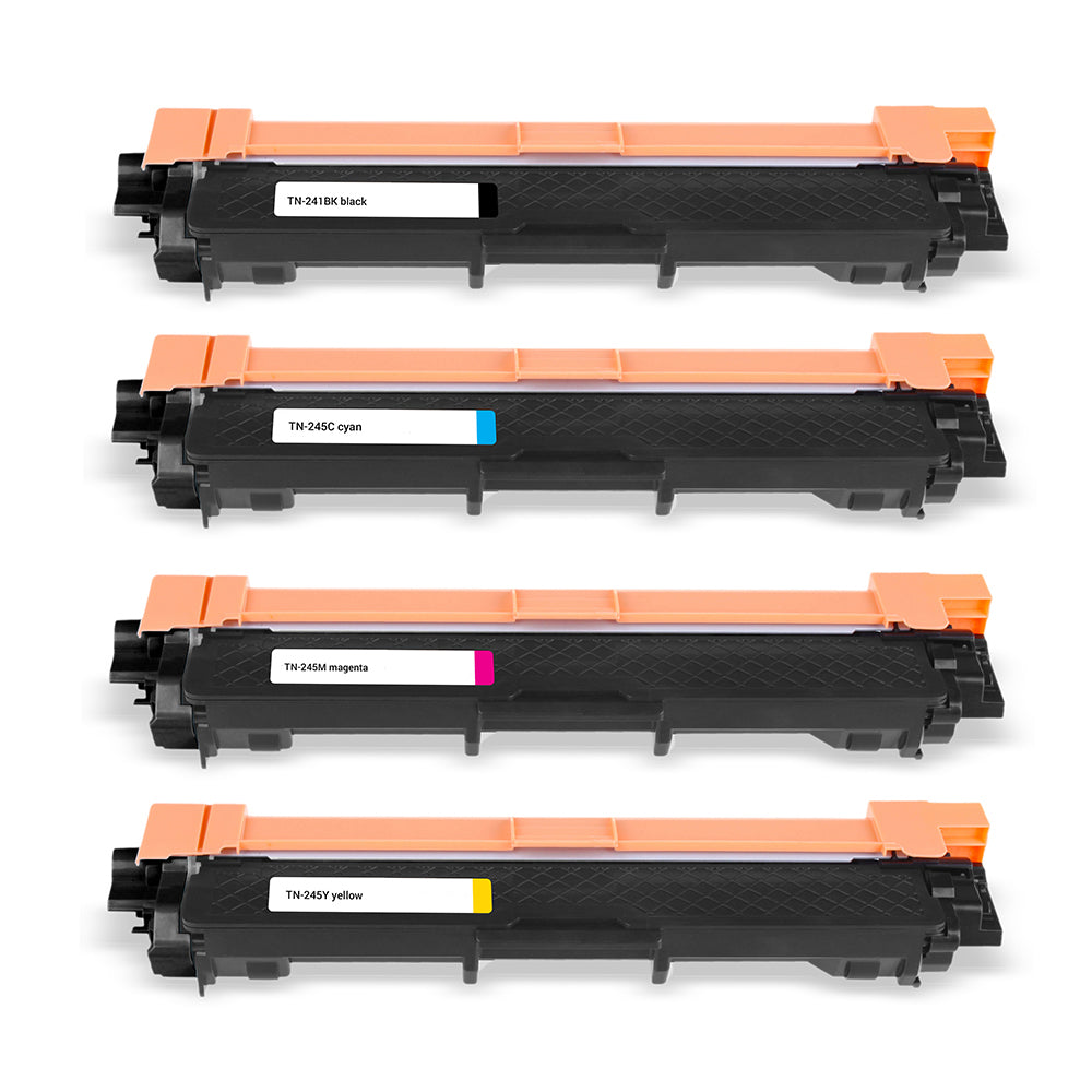 Brother TN-241 compatible toner multipack (black, cyan, magenta, yellow) for high-quality and long-lasting printing.