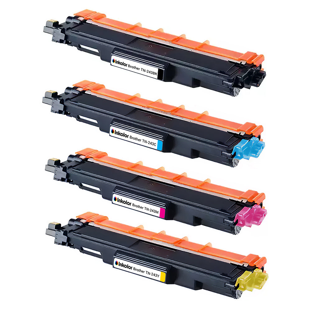 Brother TN-243 compatible toner multipack (BK, C, M, Y) for high-quality prints, 1000-1200 pages yield, professional use