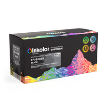 Black Inkolor TN-910BK compatible toner cartridge box with colorful design, high page yield, and premium printing quality.