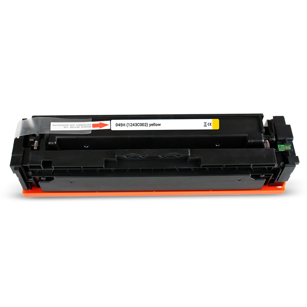 Canon 045H (1243C002) compatible yellow toner, high print quality and page capacity, ideal for graphics and documents.