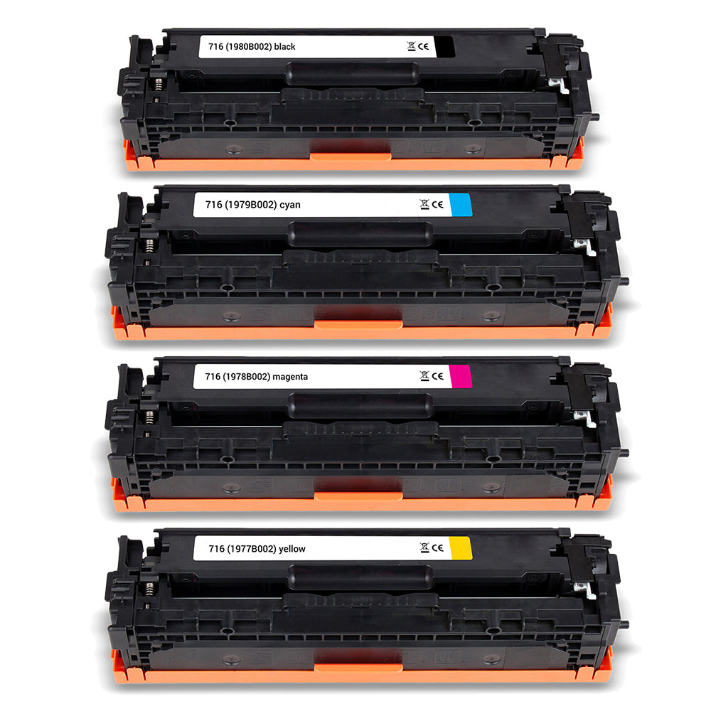 Canon 716 multipack of compatible toners in black, cyan, magenta and yellow for high-quality prints with vibrant colors.