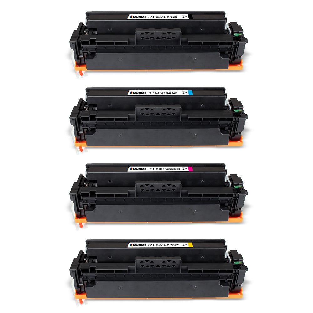 HP 410X Multipack Compatible Toner Set (CF410X, CF411X, CF412X, CF413X), high-quality printing, up to 6,500 pages black, 5,000 pages color.