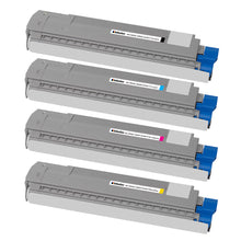 Oki 43487712 Multipack compatible toner cartridges, set of four, for high-quality printing needs in business and home use.