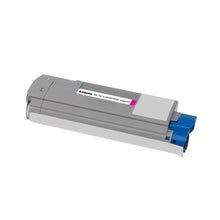 Oki 46507506 compatible toner magenta for high-quality color prints, 7,000 page capacity, grey cartridge on the side