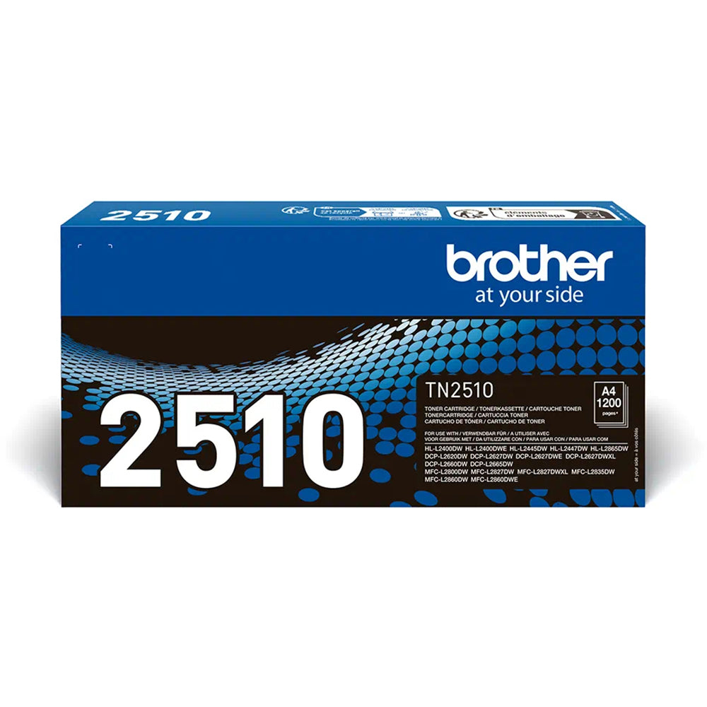 Brother TN-2510 compatible black toner, high print quality, ideal for office environments, up to 1200 pages capacity.