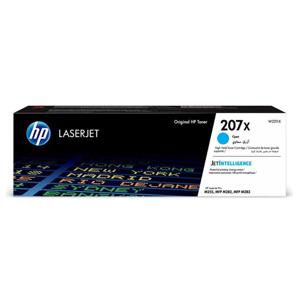 HP 207X Cyan compatible toner, vivid colors, 2,450 pages, high print quality, packaging shown