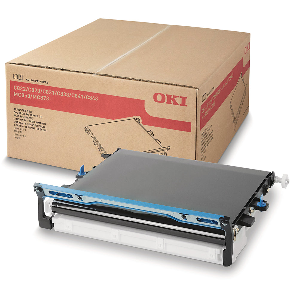 Oki 44846204 Transfer-Belt for high-quality printing, compatible with Oki printers, shown with packaging box.