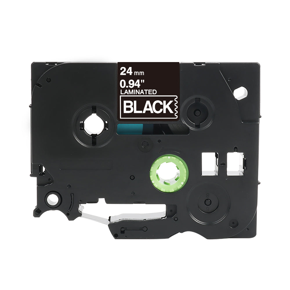 Brother TZe-355 compatible labeling tape for P-Touch, 24mm, durable laminated surface in black