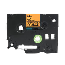 Fluorescent orange, laminated P-Touch Tze-B51 compatible label tape, 24mm wide, for clear and durable indoor and outdoor labeling.