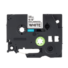 Brother TZe-N201 compatible P-Touch label tape, 3.5mm width, non-laminated, shown in black casing with white label printing.