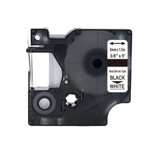 Dymo 18053 compatible shrink sleeve 9mm x 1.5m in black and white for professional labeling and marking.