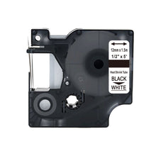 Dymo 18055 compatible shrink sleeve cassette in black and white, 12mm x 1.5m for professional cable labeling.