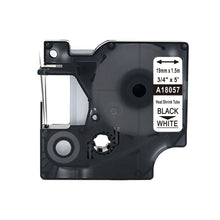 Dymo 18057 compatible heat shrink tube cartridge, black and white, 19mm x 1.5m, for professional labeling applications.