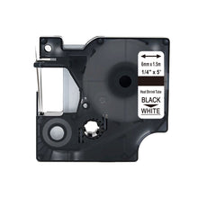 Dymo 18051 compatible shrink sleeve in black and white, 6mm x 1.5m, for professional labeling solutions.