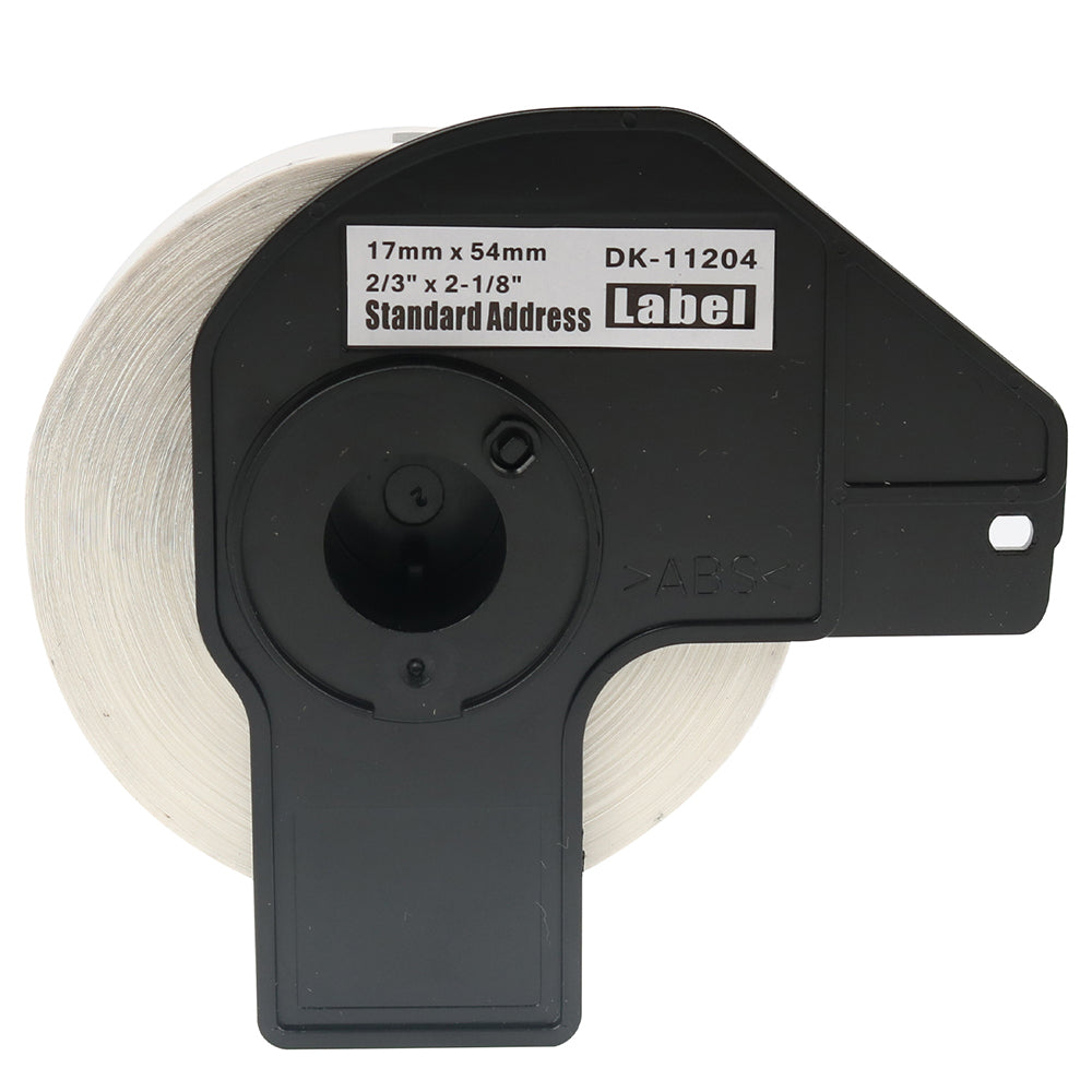 Brother DK-11204 compatible labels for QL printers, black holder, premium adhesive, 17mm x 54mm, for professional use