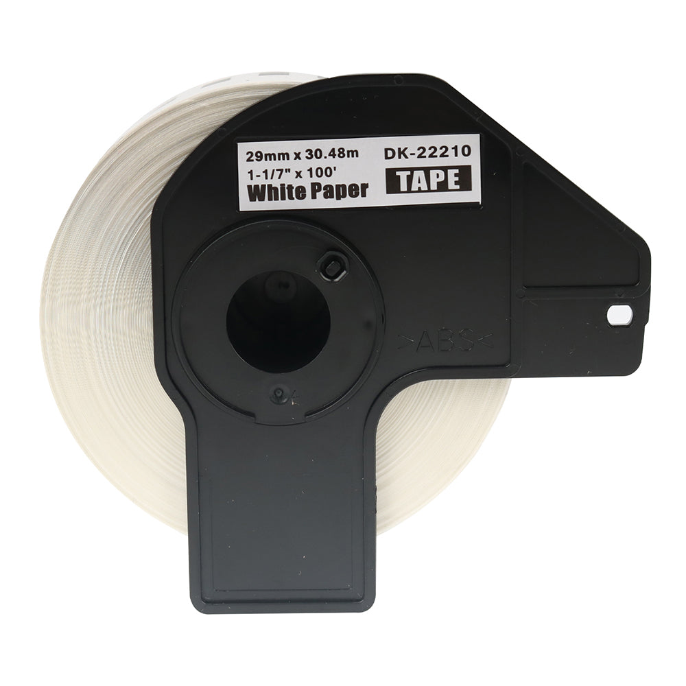 Brother DK-22210 compatible continuous label roll for QL series with 29mm width and 30.48m length, high-quality white paper labels