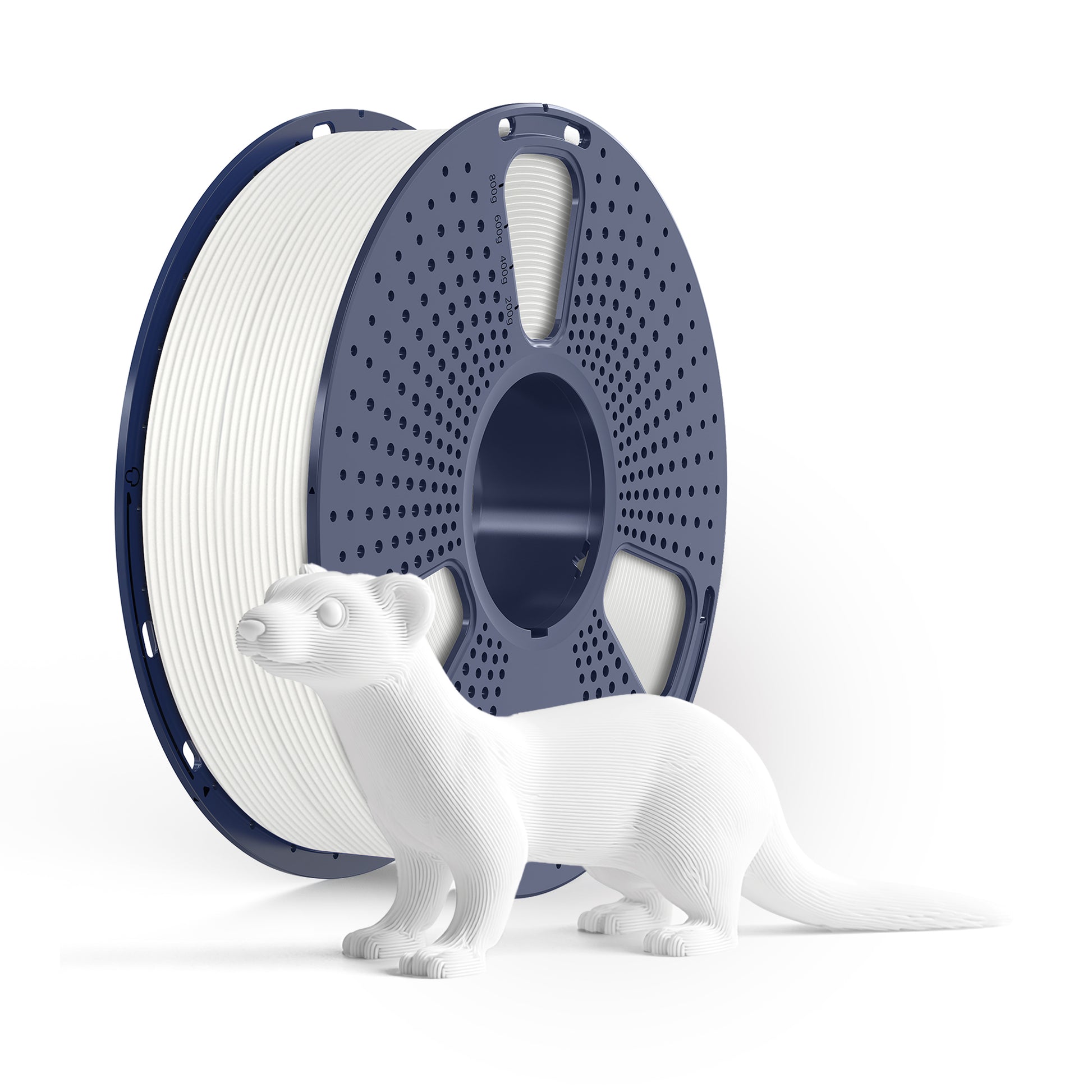 Inkolor PLA Matt Weiss Filament 1.75mm 1Kg 3D-Druck Filament with 3D printed ferret model on display.