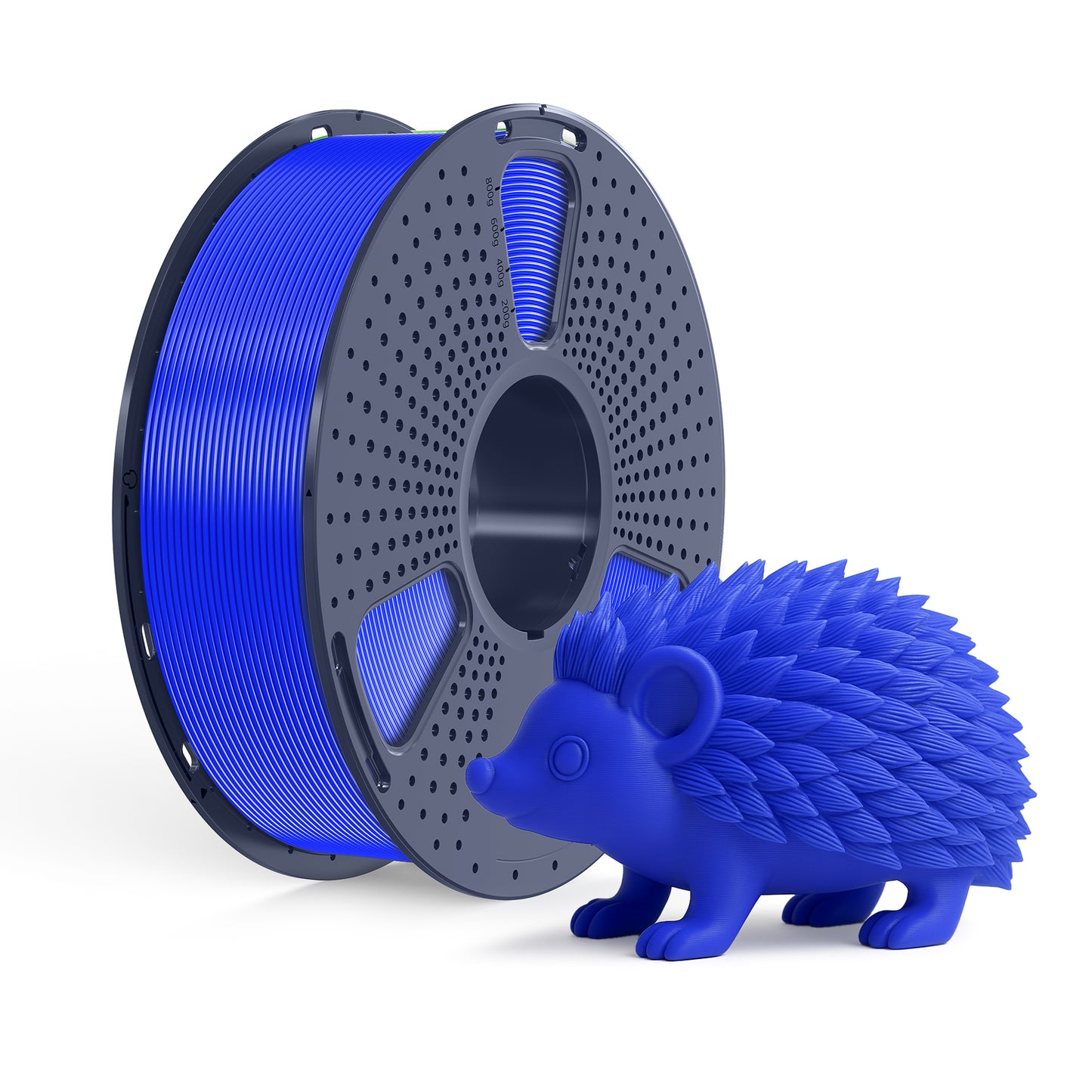 Inkolor PETG Blau Filament 1.75mm 1Kg 3D-Druck Filament with a 3D printed blue hedgehog model