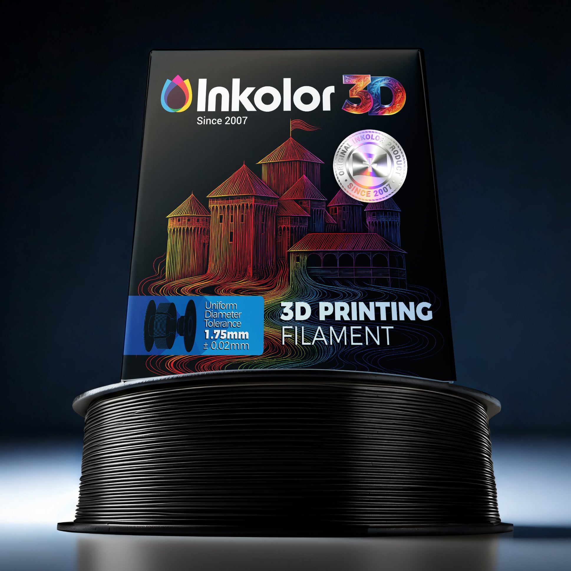 Inkolor ASA Schwarz Filament 1.75mm 1Kg 3D-Druck Filament, ideal for UV- and weather-resistant outdoor 3D printing projects