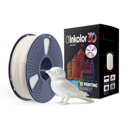Inkolor TPU95A Weiss Filament 1.75mm 1Kg 3D-Druck Filament with bird model and packaging