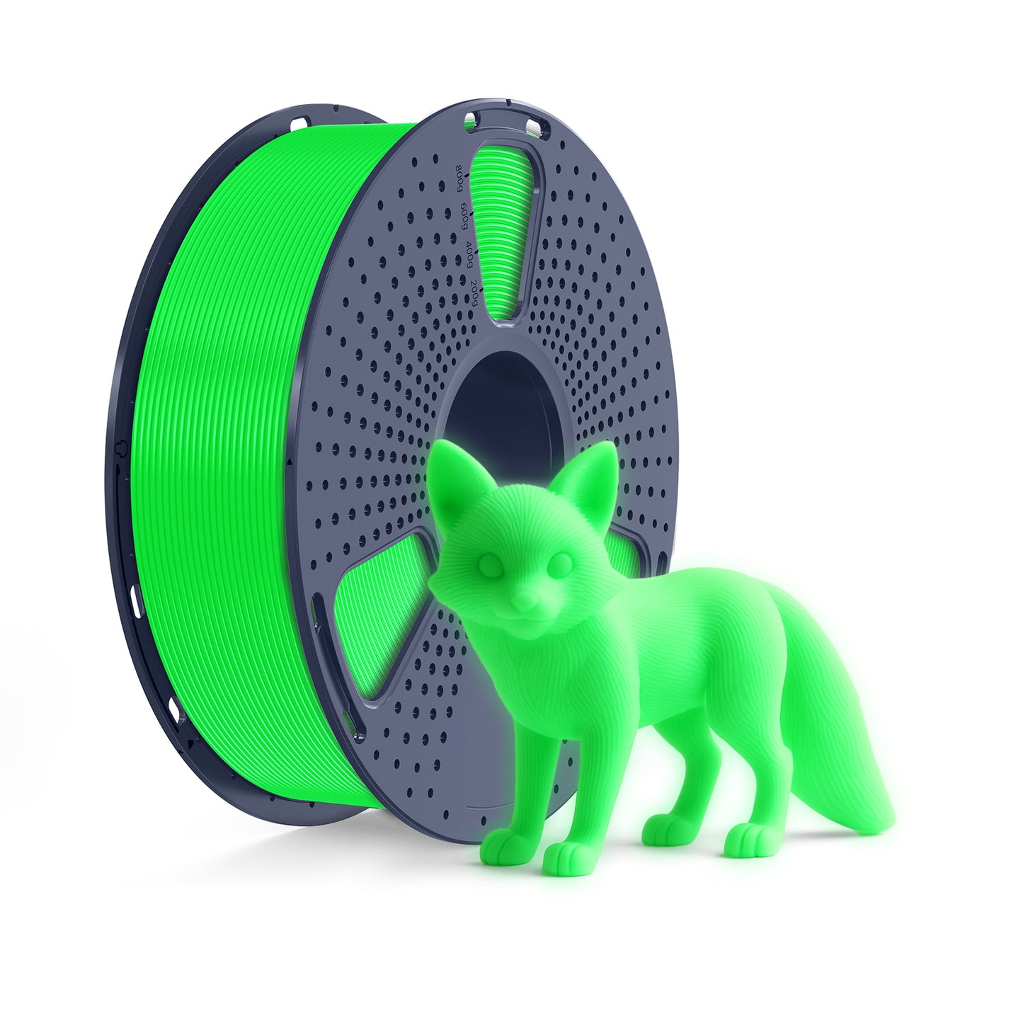 Inkolor PLA Glow in the dark Grün Filament 1.75mm 1Kg 3D-Druck Filament with printed glowing fox figure