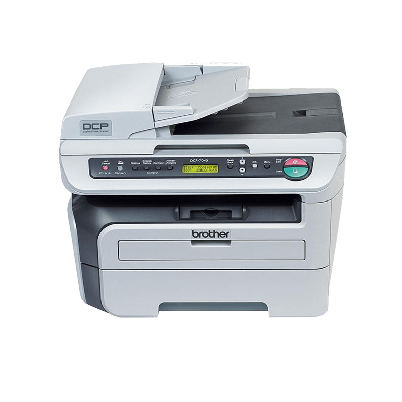 Brother DCP-7040 monochrome laser printer with copier and scanner, ideal for home office use, shown front view.